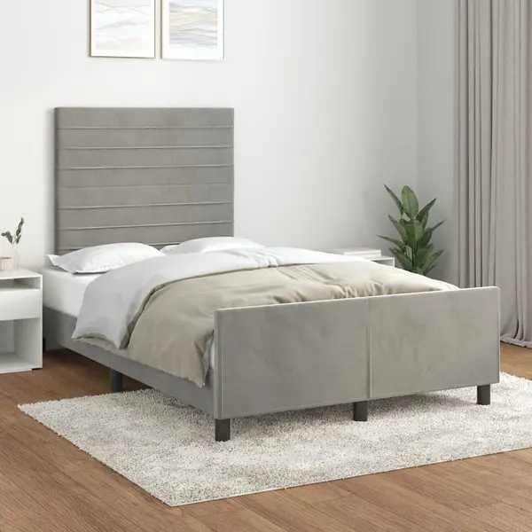 Gossi cadru de pat cu tablie, gri deschis, 120x200 cm, catifea