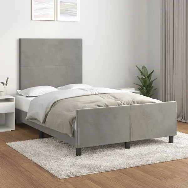 Gossi cadru de pat cu tablie, gri deschis, 120x200 cm, catifea