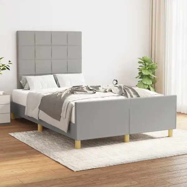 Gossi cadru de pat cu tablie, gri deschis, 120x200 cm, textil