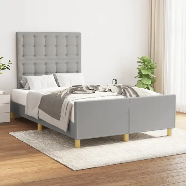 Gossi cadru de pat cu tablie, gri deschis, 120x200 cm, textil