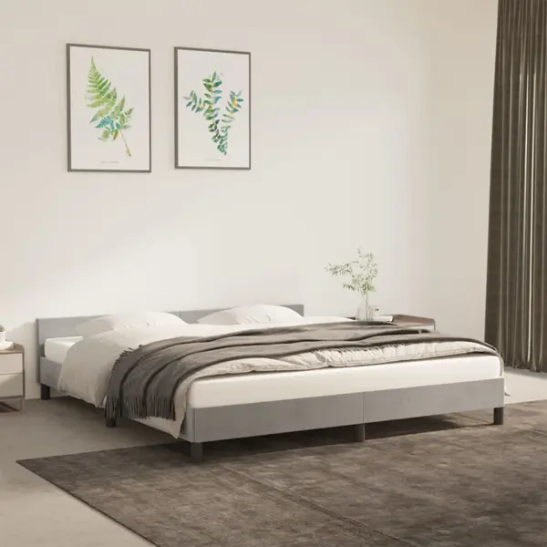 Gossi cadru de pat cu tablie, gri deschis, 160x200 cm, catifea