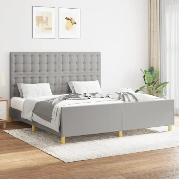 Gossi cadru de pat cu tablie, gri deschis, 160x200 cm, textil