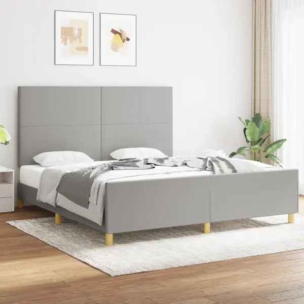 Gossi cadru de pat cu tablie, gri deschis, 180x200 cm, textil