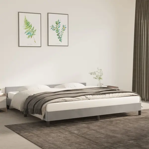 Gossi cadru de pat cu tablie, gri deschis, 200x200 cm, catifea