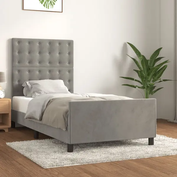 Gossi cadru de pat cu tablie, gri deschis, 80x200 cm, catifea
