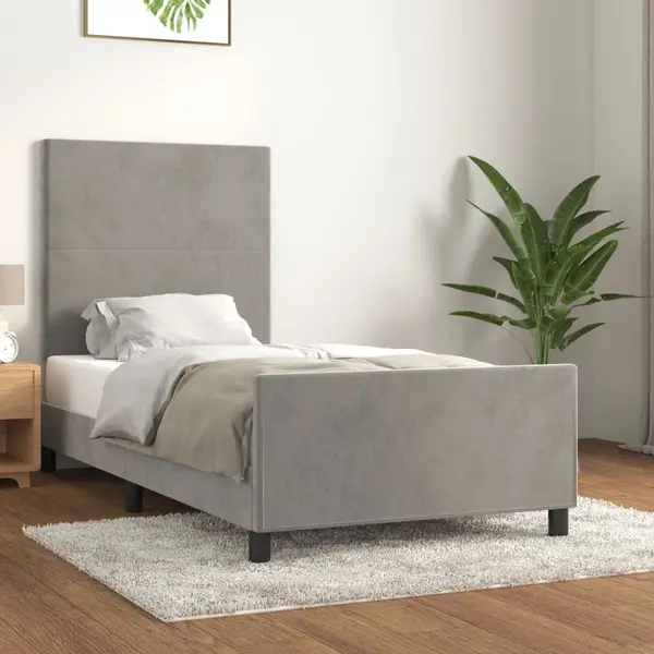 Gossi cadru de pat cu tablie, gri deschis, 80x200 cm, catifea