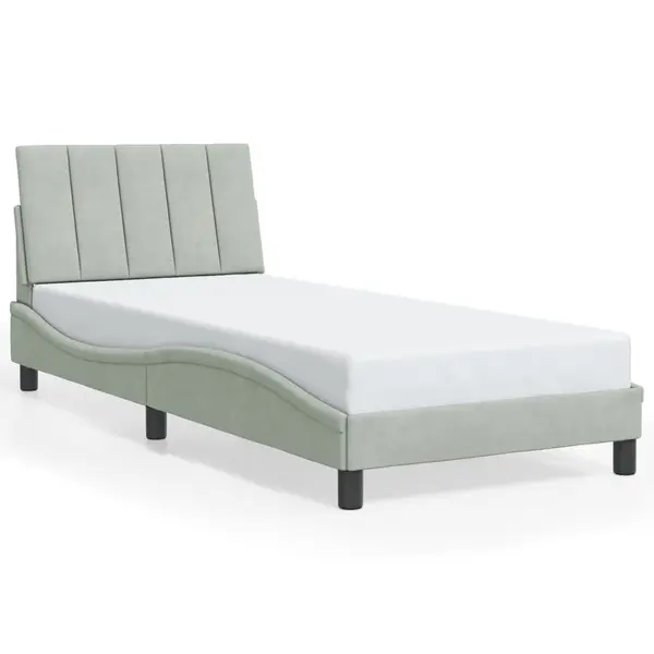 Gossi cadru de pat cu tablie, gri deschis, 90x200 cm, catifea