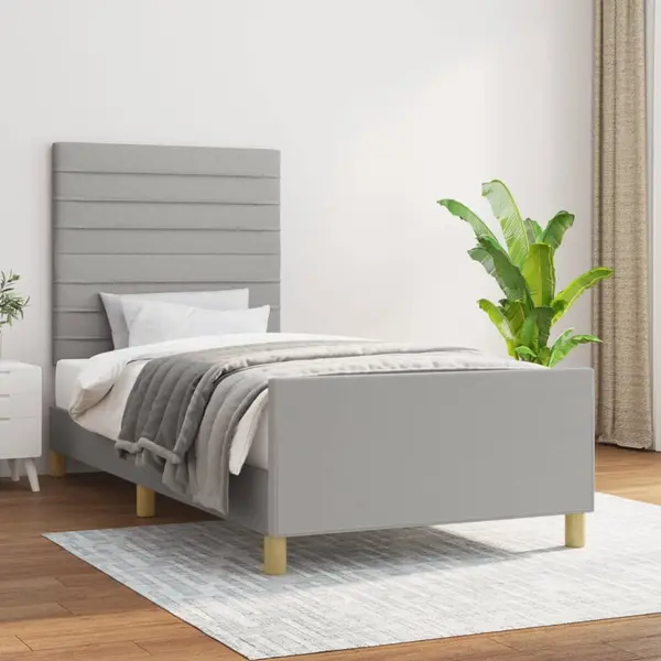 Gossi cadru de pat cu tablie, gri deschis, 90x200 cm, textil