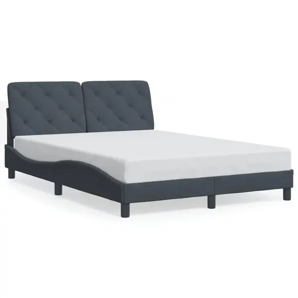 Gossi cadru de pat cu tablie, gri inchis, 120x200 cm, catifea