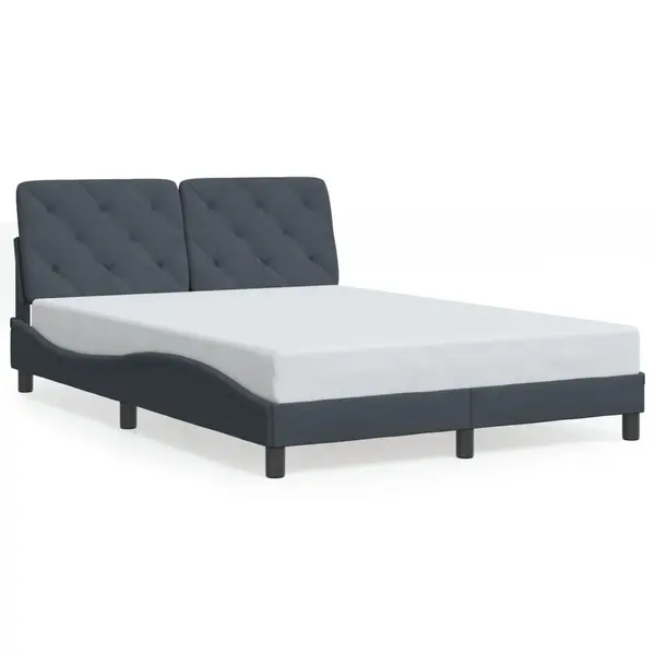Gossi cadru de pat cu tablie, gri inchis, 140x200 cm, catifea