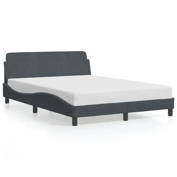 Gossi cadru de pat cu tablie, gri inchis, 140x200 cm, catifea
