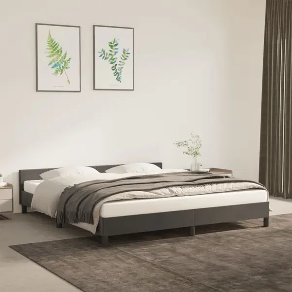 Gossi cadru de pat cu tablie, gri inchis, 160x200 cm, catifea