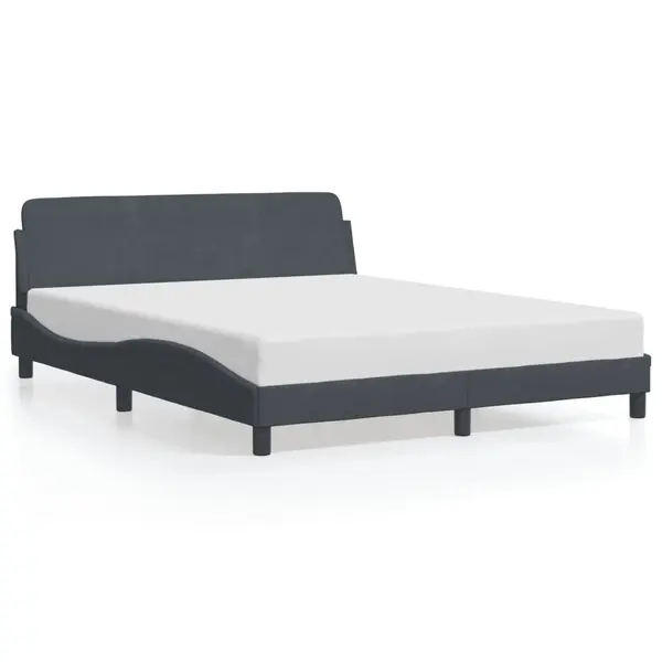 Gossi cadru de pat cu tablie, gri inchis, 160x200 cm, catifea
