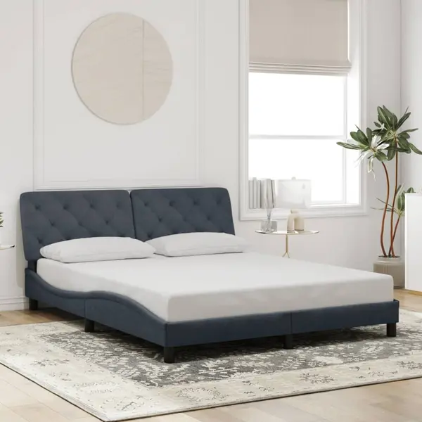 Gossi cadru de pat cu tablie, gri inchis, 160x200 cm, catifea