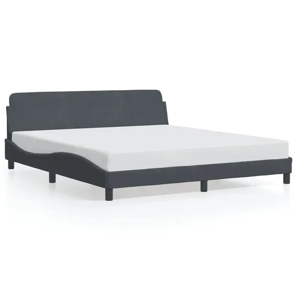 Gossi cadru de pat cu tablie, gri inchis, 180x200 cm, catifea