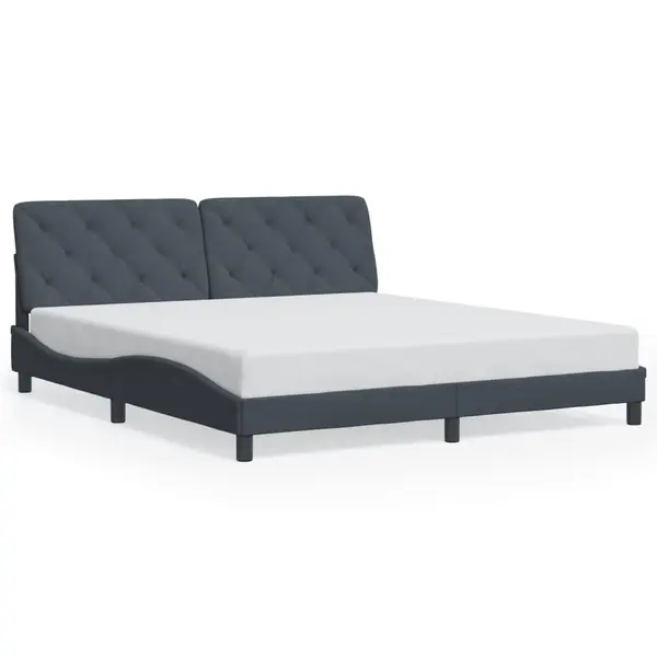 Gossi cadru de pat cu tablie, gri inchis, 180x200 cm, catifea