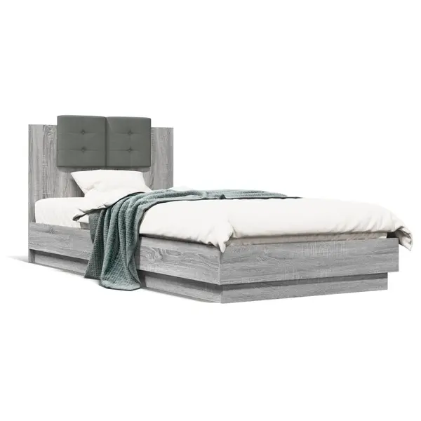 Gossi cadru de pat cu tablie gri sonoma 100x200 cm lemn prelucrat