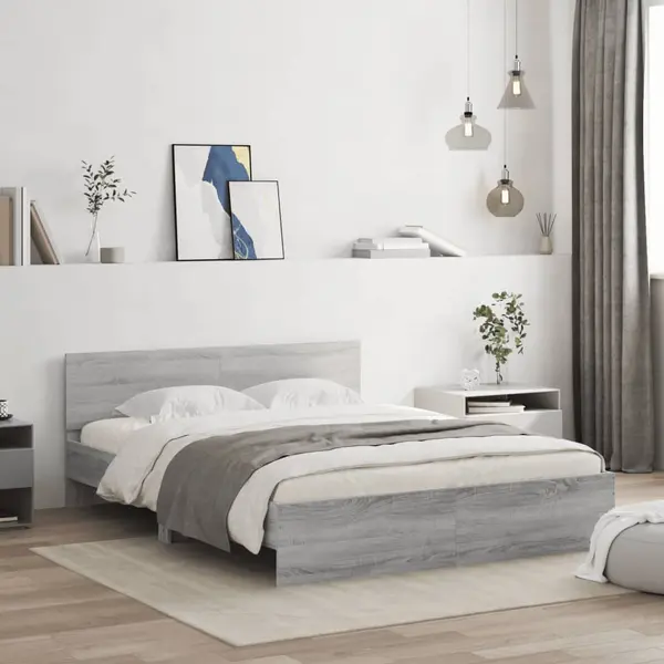 Gossi cadru de pat cu tablie, gri sonoma, 140x200 cm