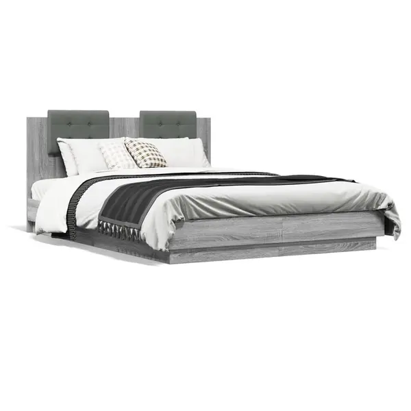 Gossi cadru de pat cu tablie, gri sonoma, 140x200 cm, lemn prelucrat