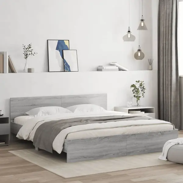 Gossi cadru de pat cu tablie, gri sonoma, 180x200 cm
