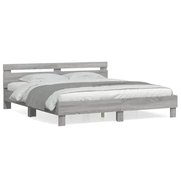 Gossi cadru de pat cu tablie gri sonoma 180x200 cm lemn prelucrat