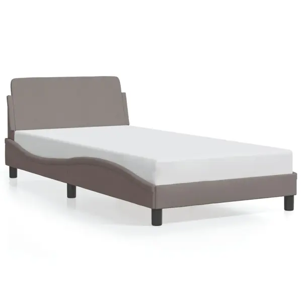 Gossi cadru de pat cu tablie, gri taupe, 100x200 cm, textil