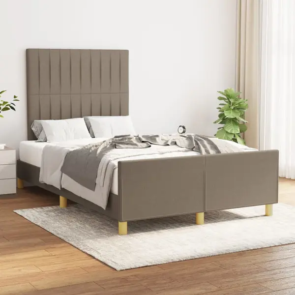 Gossi cadru de pat cu tablie, gri taupe, 120x200 cm, textil
