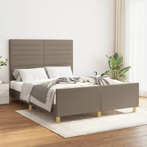 Gossi cadru de pat cu tablie, gri taupe, 140x190 cm, textil
