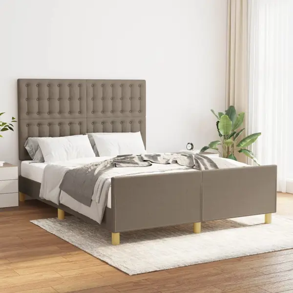 Gossi cadru de pat cu tablie, gri taupe, 140x200 cm, textil