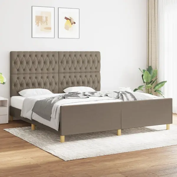 Gossi cadru de pat cu tablie, gri taupe, 180x200 cm, textil