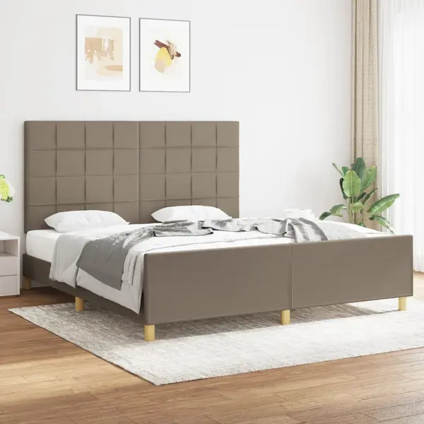 Gossi cadru de pat cu tablie, gri taupe, 180x200 cm, textil