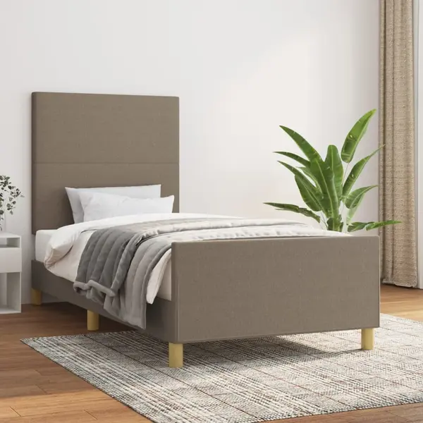 Gossi cadru de pat cu tablie, gri taupe, 80x200 cm, textil