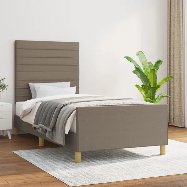 Gossi cadru de pat cu tablie, gri taupe, 80x200 cm, textil