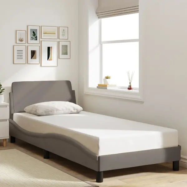 Gossi cadru de pat cu tablie, gri taupe, 90x190 cm, textil
