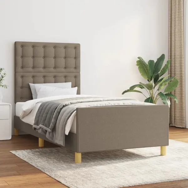 Gossi cadru de pat cu tablie, gri taupe, 90x200 cm, textil
