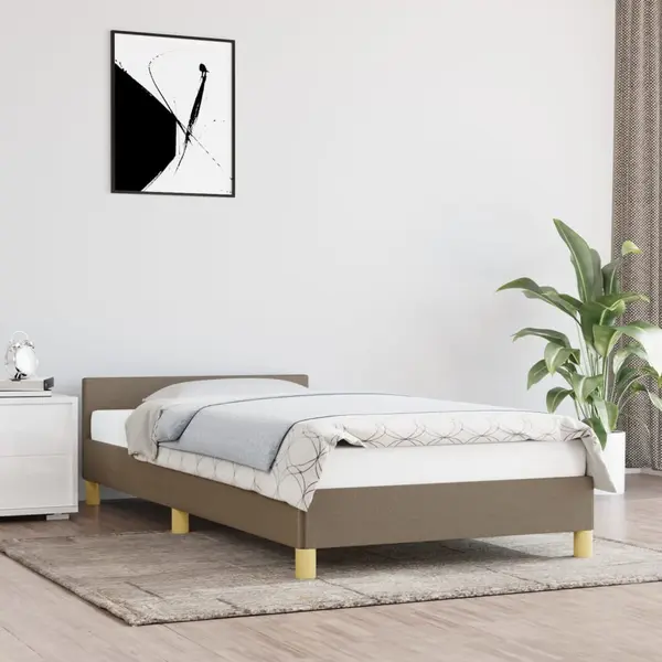 Gossi cadru de pat cu tablie, gri taupe, 90x200 cm, textil
