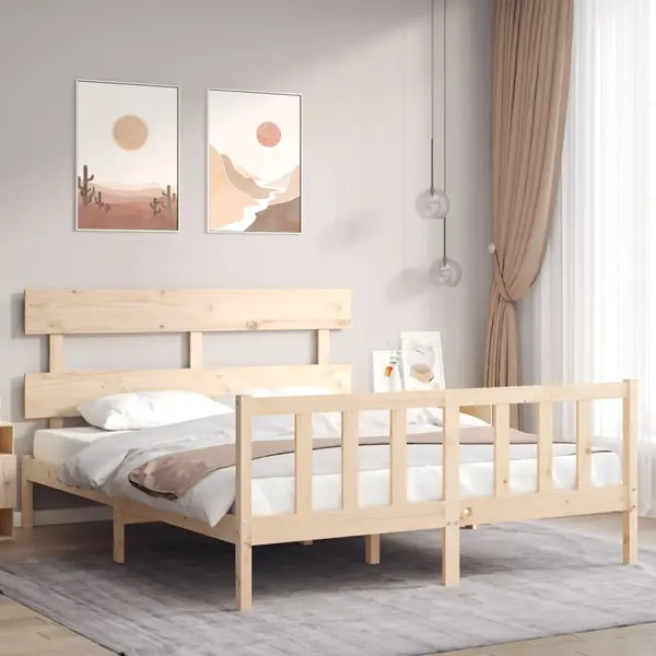 Gossi cadru de pat cu tablie, king size, lemn masiv