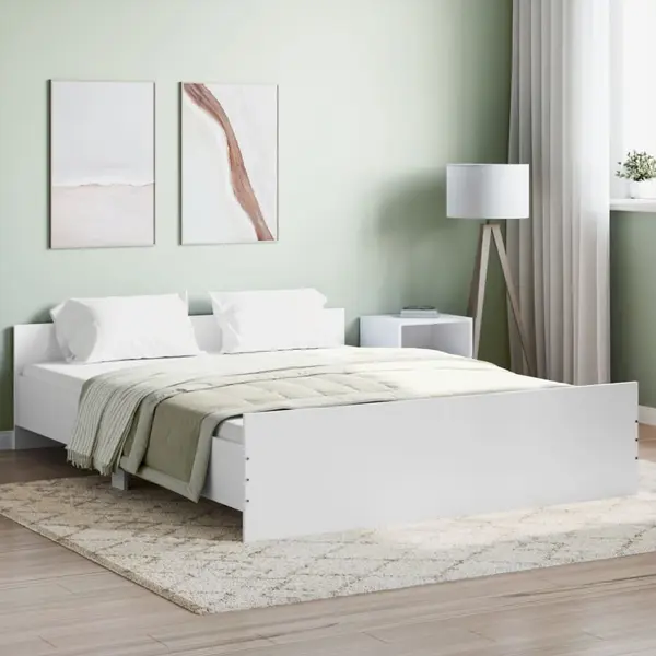 Gossi cadru de pat cu tablie la cap/picioare, alb, 160x200 cm