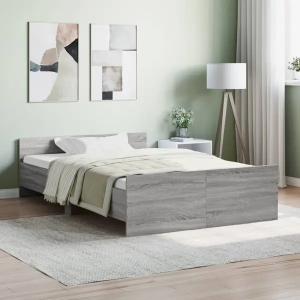 Gossi cadru de pat cu tablie la cap/picioare, gri sonoma, 120x200 cm