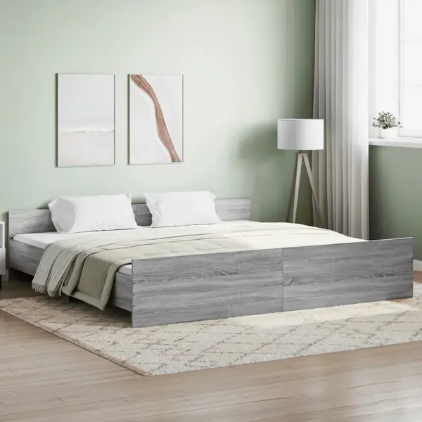 Gossi cadru de pat cu tablie la cap/picioare, gri sonoma, 200x200 cm