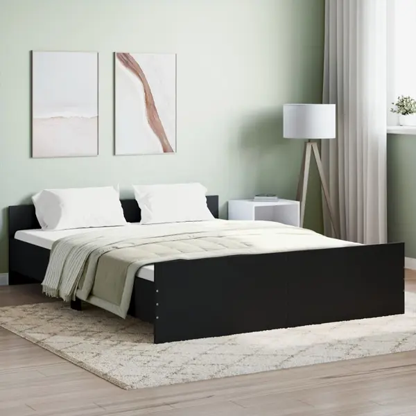Gossi cadru de pat cu tablie la cap/picioare, negru, 160x200 cm