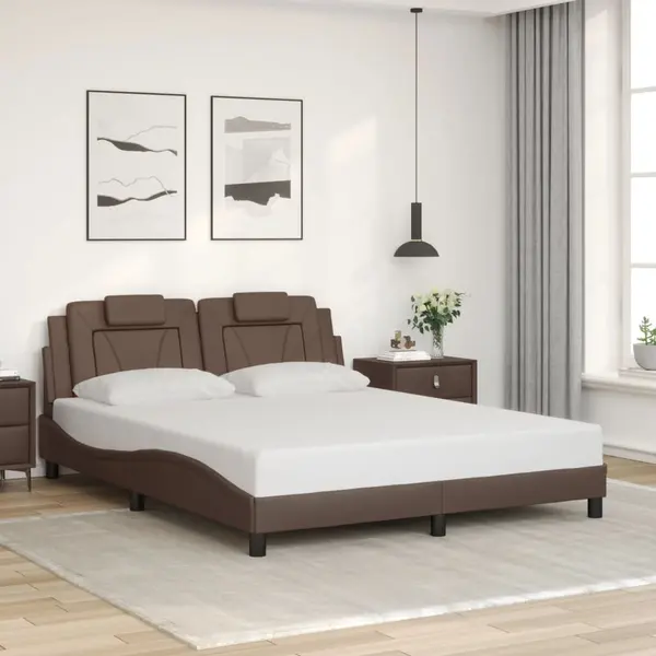 Gossi cadru de pat cu tablie, maro, 160x200 cm, piele ecologica