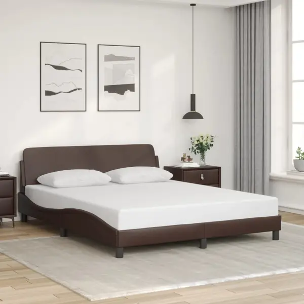 Gossi cadru de pat cu tablie, maro, 160x200 cm, piele ecologica