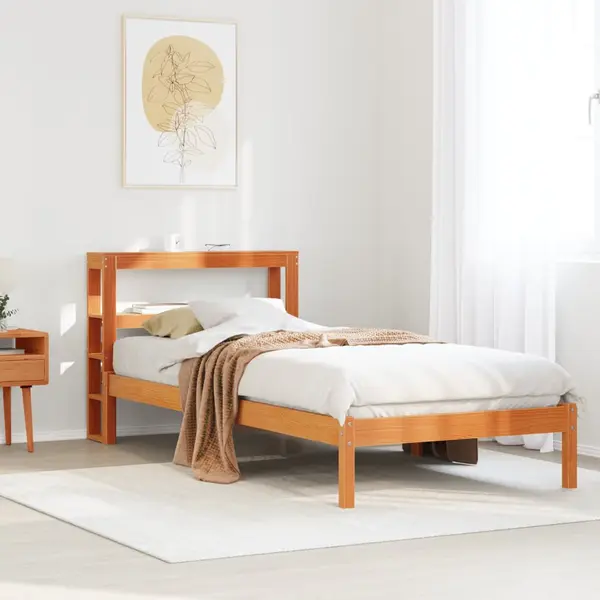 Gossi cadru de pat cu tablie, maro ceruit, 100x200 cm, lemn masiv pin
