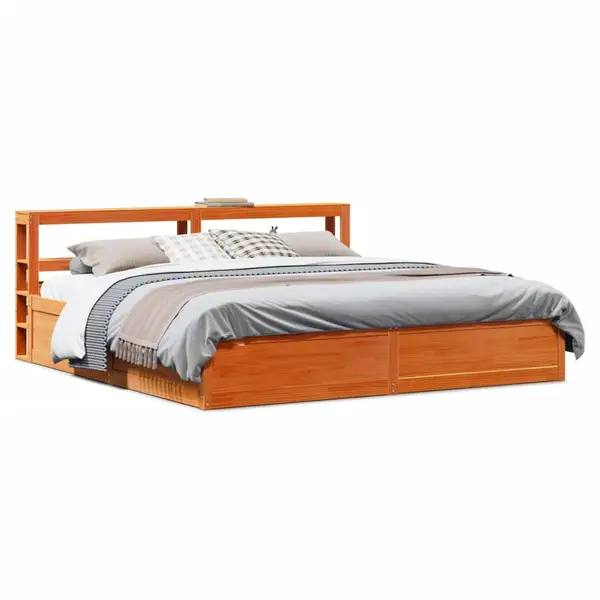 Gossi cadru de pat cu tablie, maro ceruit, 180x200 cm, lemn masiv pin