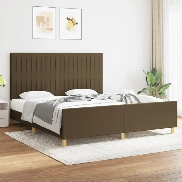 Gossi cadru de pat cu tablie, maro inchis, 180x200 cm, textil