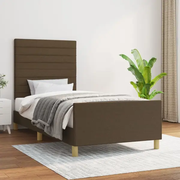 Gossi cadru de pat cu tablie, maro inchis, 80x200 cm, textil