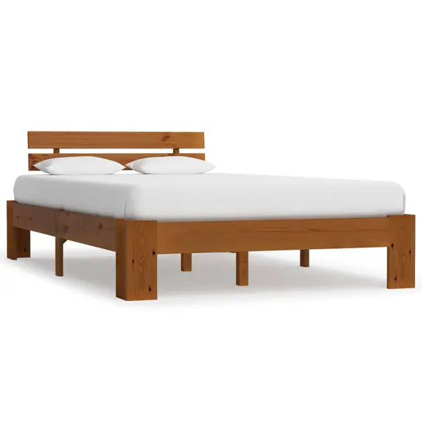 Gossi cadru de pat cu tablie, maro miere, 140x200 cm, lemn masiv pin