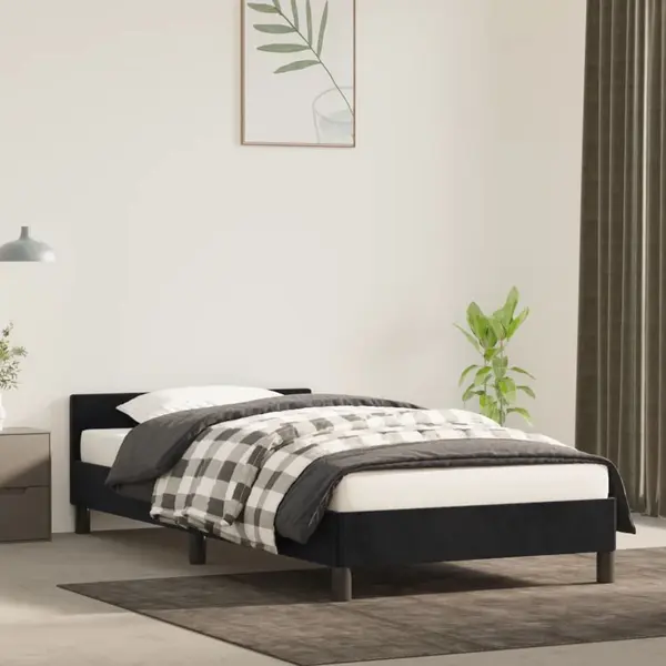 Gossi cadru de pat cu tablie, negru, 100x200 cm, catifea