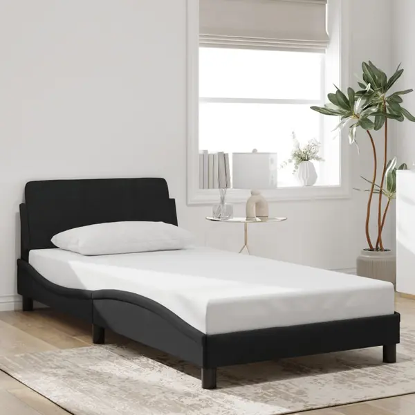 Gossi cadru de pat cu tablie, negru, 100x200 cm, catifea